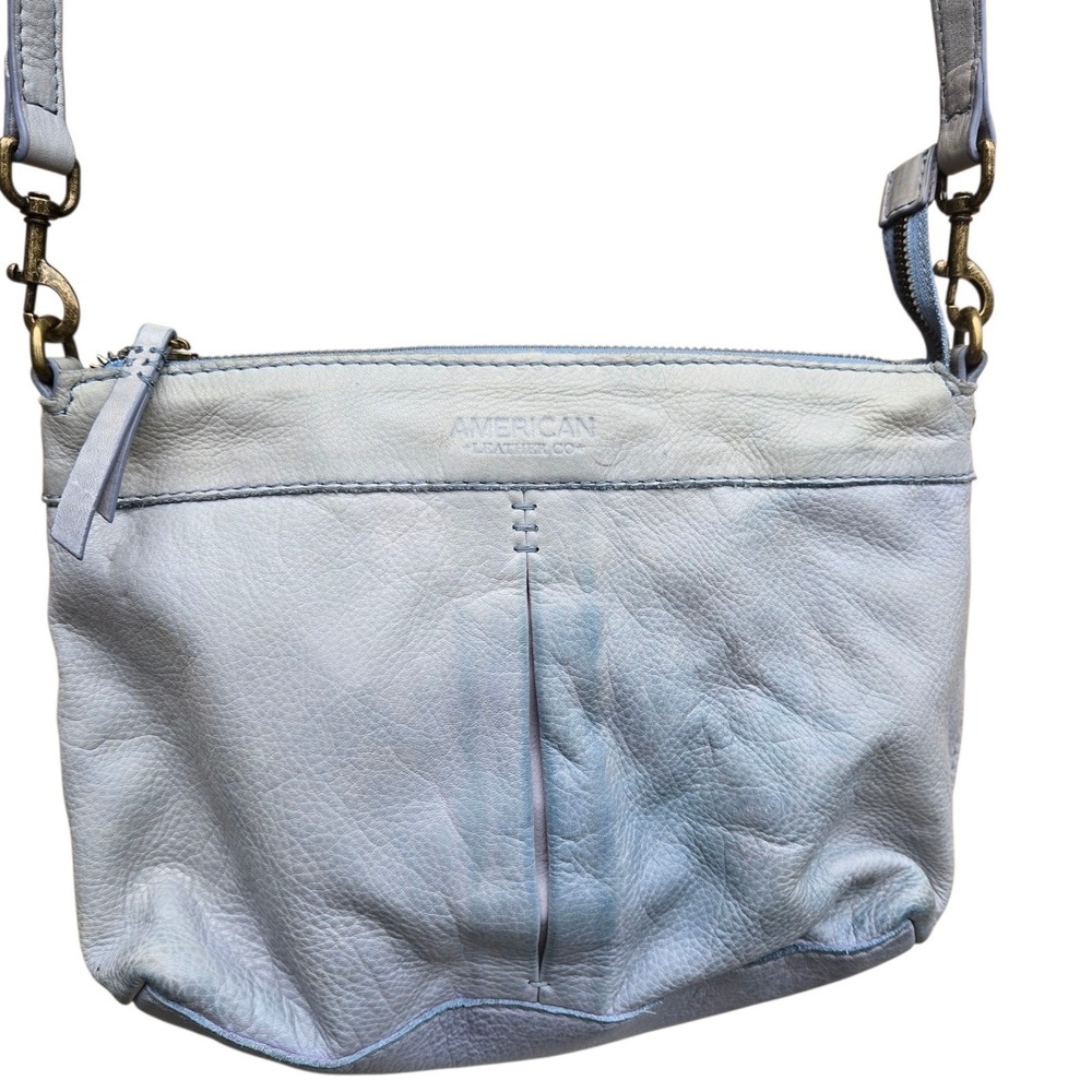 American Leather Company Blue Leather Crossbody Bag Purse